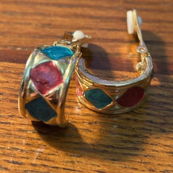 5 Pair of beautiful, colorful, clip earrings - Picture 4 of 10